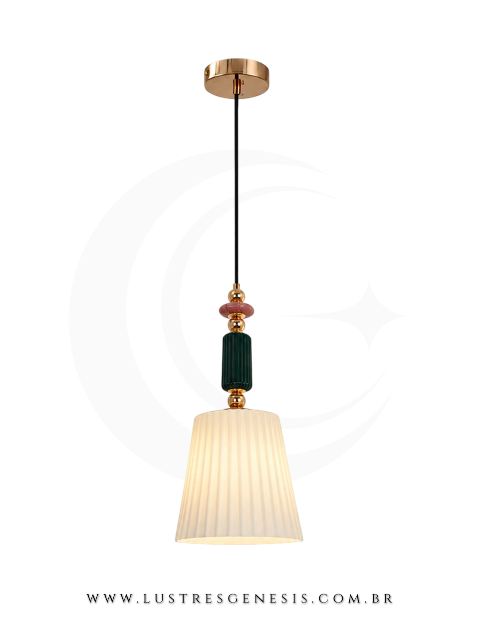 Pendente Escandinava Dourado com Cer&acirc;mica Para Quarto, Bancada Gourmet e Cabeceira de Cama